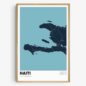Haiti Map Print, Haitian Wall Art, Caribbean Island Poster