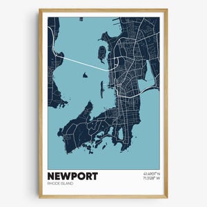 Newport RI Map Print, Rhode Island Wall Art, Newport Rhode Island Poster