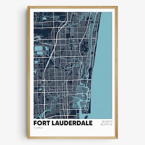 Fort Lauderdale Map Print, Florida Wall Art, Fort Lauderdale FL Poster