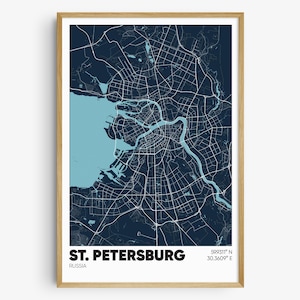 St Petersburg Russia Map Print, Russian Wall Art, Saint Petersburg Russia Poster