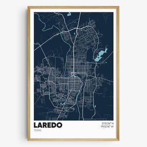 Laredo Map Print, Texas Wall Art, Laredo TX Poster