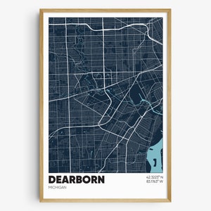 Dearborn Map Print, Michigan Wall Art, Dearborn MI Poster