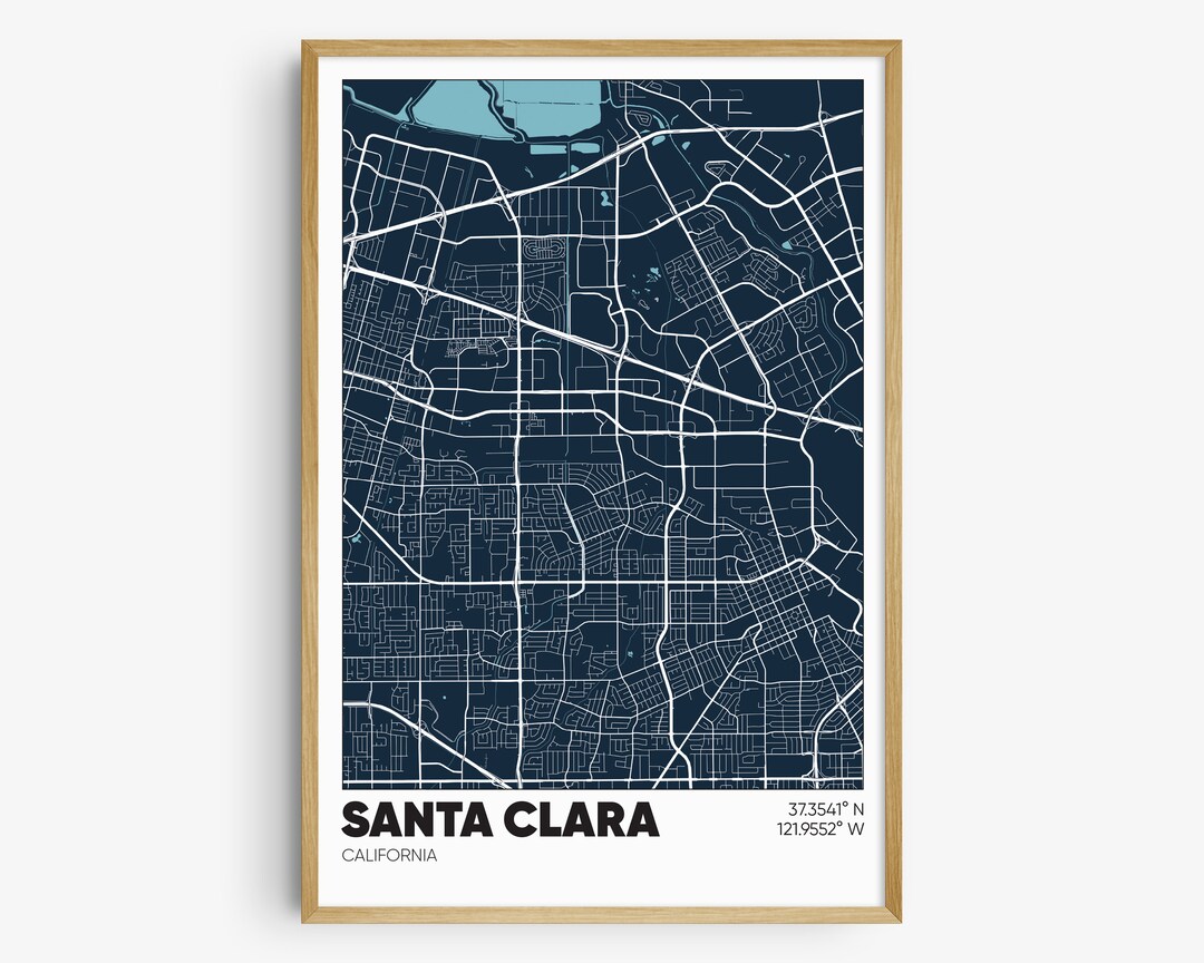 Santa Clara Map Print, California Wall Art, Santa Clara CA Poster - Etsy