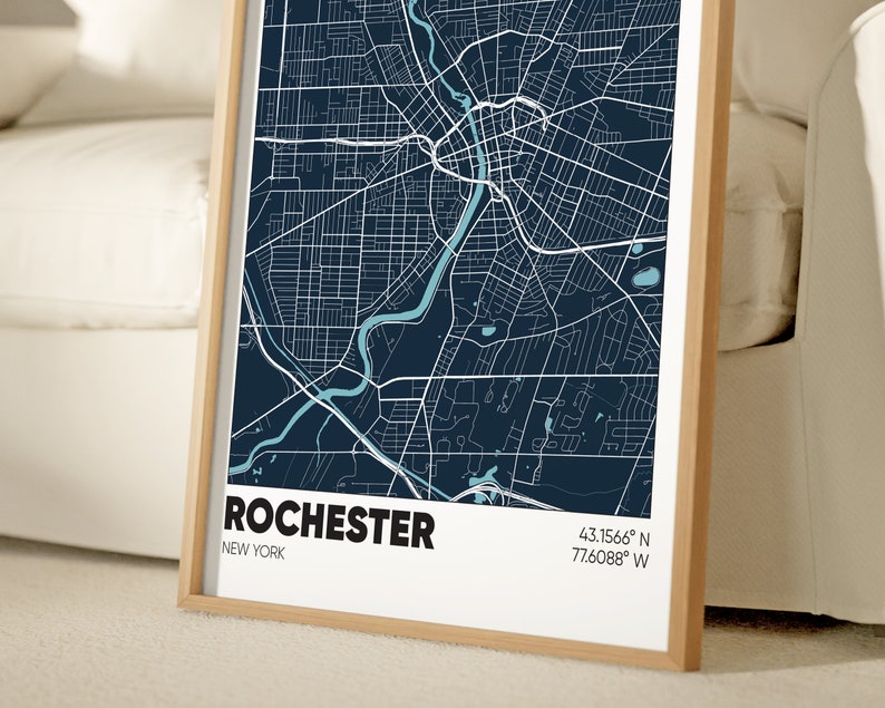 Rochester NY Map Print, New York Wall Art, Rochester New York Poster Etsy