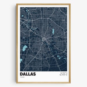 Dallas Map Print, Texas Wall Art, Dallas TX Poster