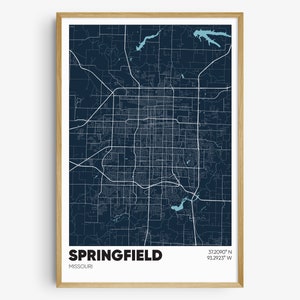 Springfield MO Map Print, Missouri Wall Art, Springfield Missouri Poster