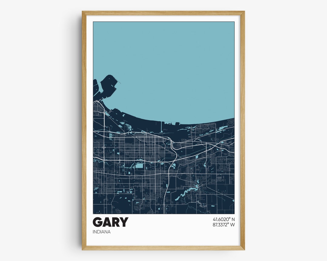 Gary IN Map Print, Indiana Poster, Gary Indiana Wall Art - Etsy