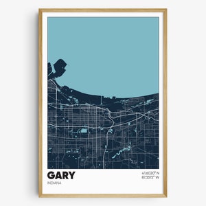 Gary IN Map Print, Indiana Poster, Gary Indiana Wall Art