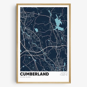 Cumberland RI Map Print, Rhode Island Wall Art, Cumberland Rhode Island Poster