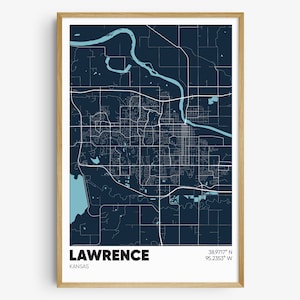 Lawrence Map Print, Kansas Wall Art, Lawrence KS Poster, Graduation Gift