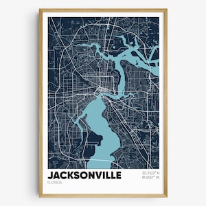 Jacksonville Map Print, Florida Wall Art, Jacksonville FL Poster
