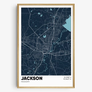 Jackson Map Print, Mississippi Wall Art, Jackson MS Poster
