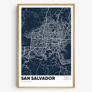 San Salvador Map Print, El Salvador Wall Art, San Salvador El Salvador Poster