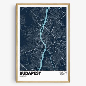 Budapest Map Print, Hungary Wall Art, Budapest Hungary Poster