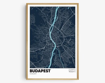 Budapest Map Print, Hungary Wall Art, Budapest Hungary Poster