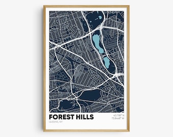 Forest Hills City Map Print | Forest Hills New York Map Print