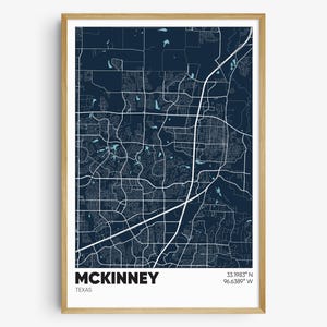 McKinney Map Print, Texas Wall Art, McKinney TX Poster