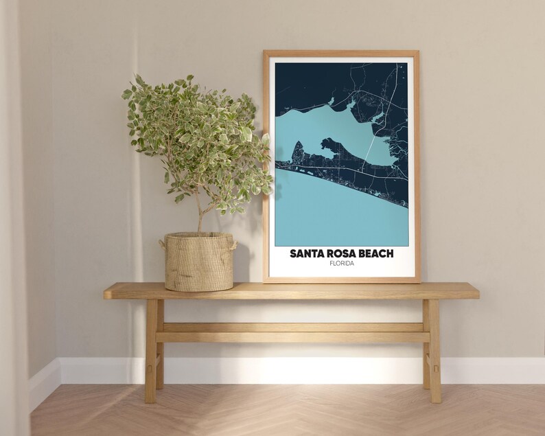 Santa Rosa Beach Map Print, Florida Wall Art, Santa Rosa Beach FL ...