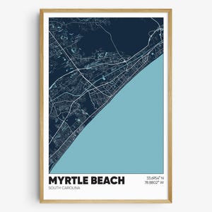 Myrtle Beach Map Print, South Carolina Wall Art, Myrtle Beach SC Poster