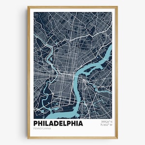 Philadelphia Map Print, Pennsylvania Wall Art, Philly PA Poster