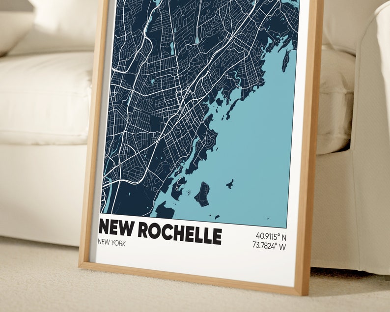 New Rochelle Map Print, New York Wall Art, New Rochelle NY Poster - Etsy