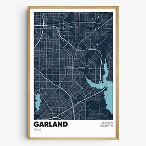 Garland TX Map Print, Texas Wall Art, Garland Texas Poster