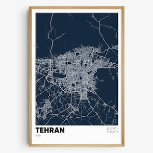 Tehran Map Print, Iran Wall Art, Tehran Iran Poster