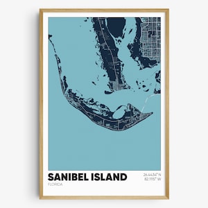 Sanibel Island Map Print, Florida Wall Art, Sanibel Island FL Poster