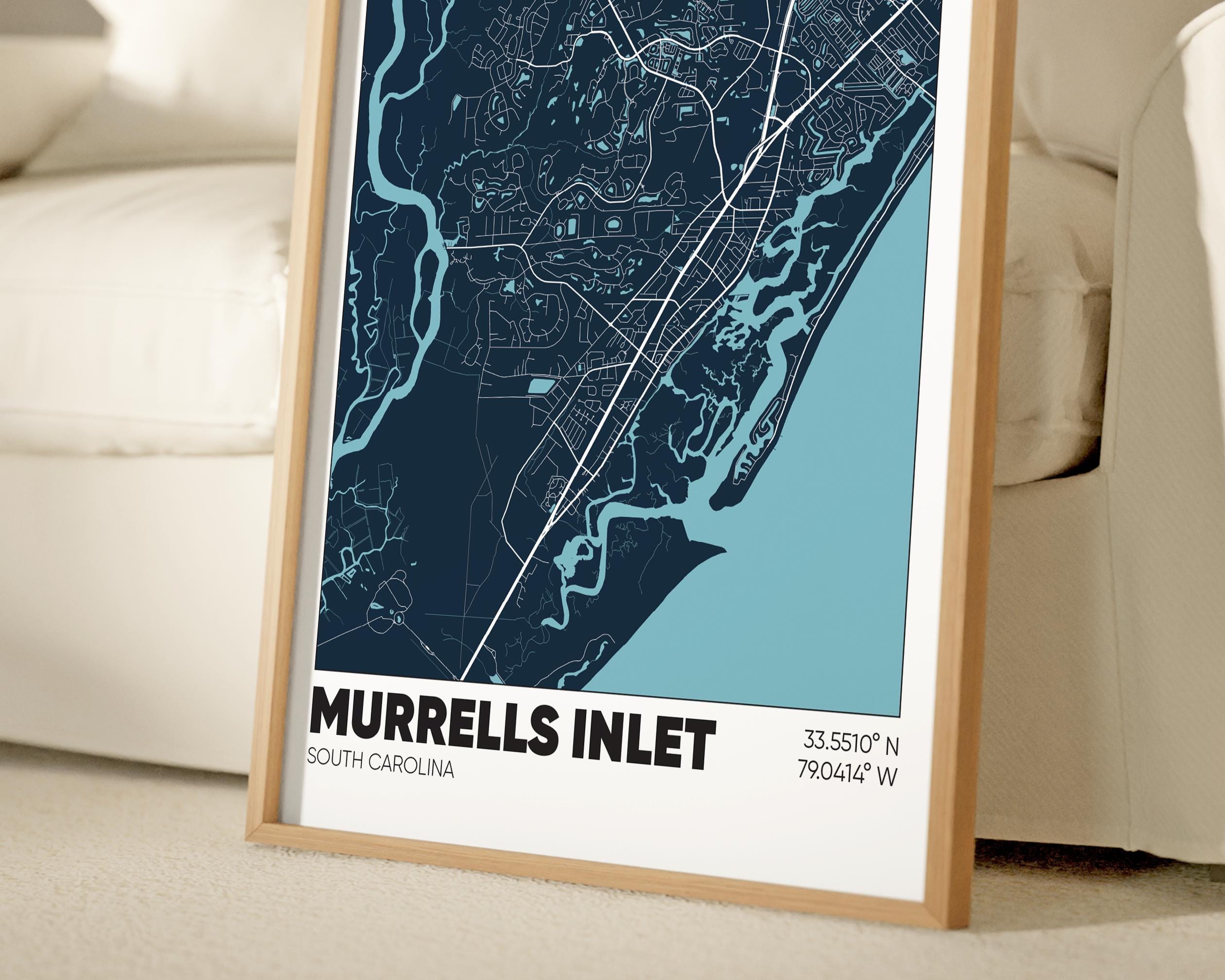 Murrells Inlet Map Print, South Carolina Poster, Murrells Inlet SC Wall ...