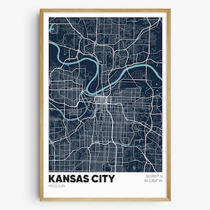 Kansas City Map Print, Missouri Wall Art, Kansas City MO Poster