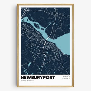 Newburyport Map Print, Massachusetts Wall Art, Newburyport MA Poster