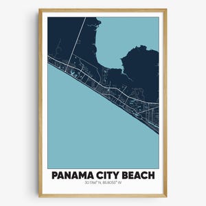 Panama City Beach Map Print, Florida Wall Art, Panama City Beach FL Poster