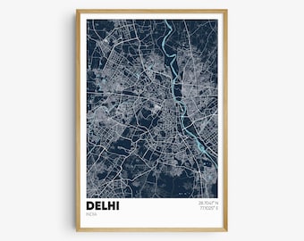 Delhi India Map Print, India Wall Art, Delhi India Poster