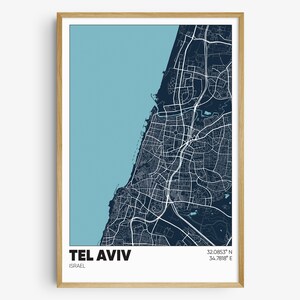 Tel Aviv Map Print, Israel Wall Art, Tel Aviv Israel Poster