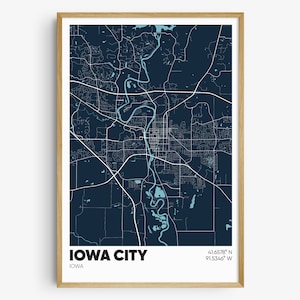 Iowa City Map Print, Iowa City Wall Art, Iowa City Poster