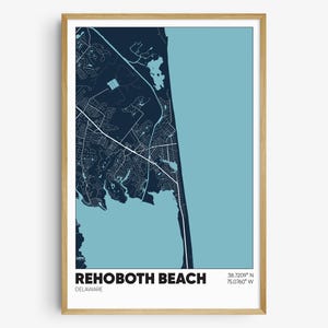 Rehoboth Beach Map Print, Delaware Wall Art, Rehoboth Beach DE Poster