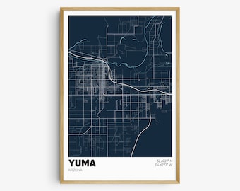 Yuma AZ Map Print, Arizona Wall Art, Yuma AZ Poster