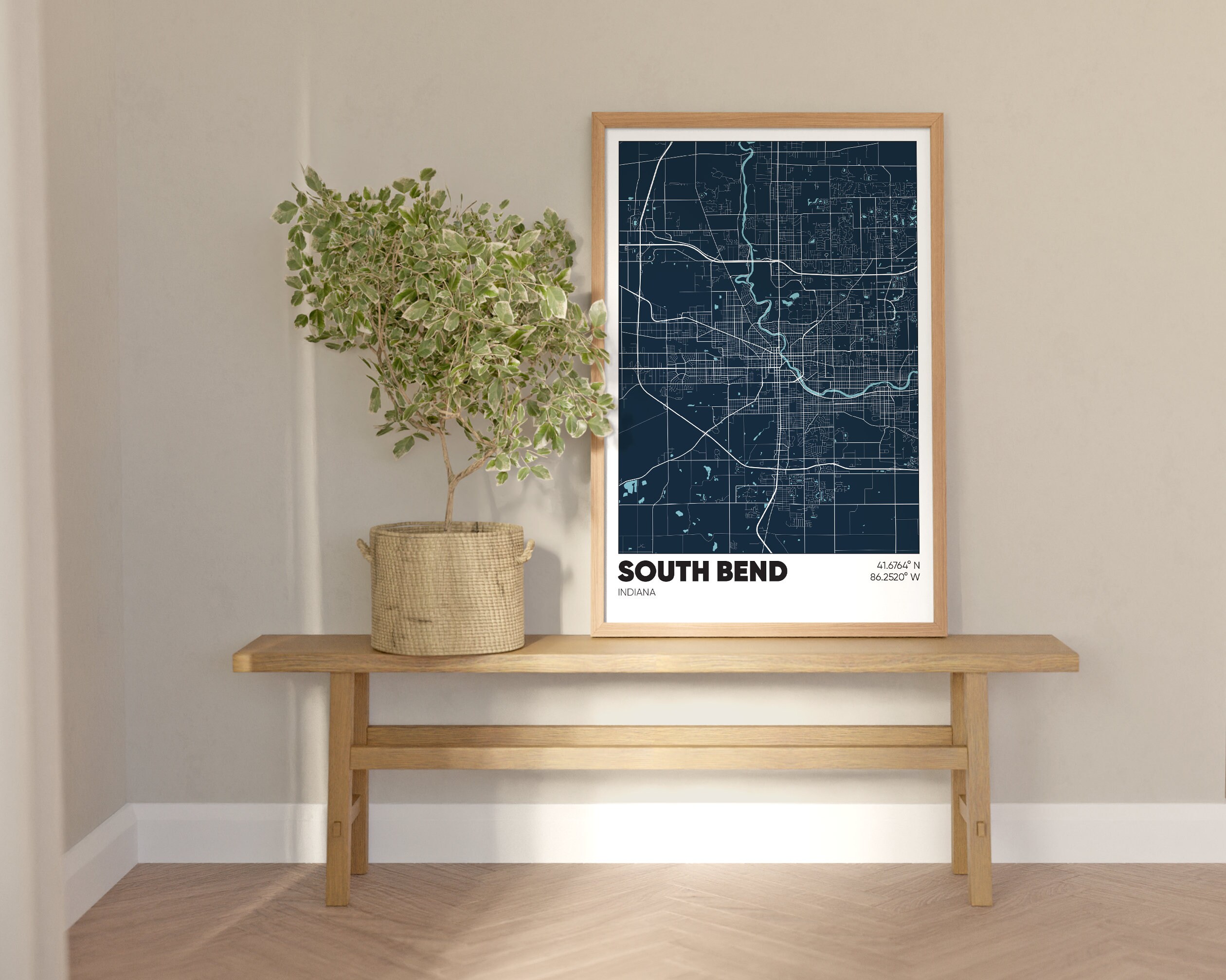 South Bend Map Print, Indiana Poster, South Bend IN Wall Art - Etsy
