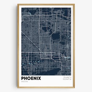 Phoenix Map Print, Arizona Wall Art, Phoenix AZ Poster