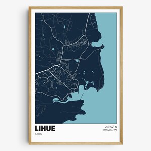Lihue HI Map Print, Kauai Wall Art, Lihue Hawaii Poster
