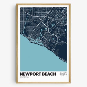 Newport Beach Map Print, California Coast Wall Art, Newport Beach CA Poster