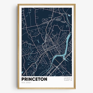 Princeton Map Print, New Jersey Wall Art, Princeton NJ Poster