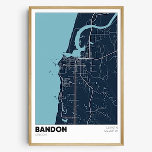 Bandon OR Map Print, Oregon Coast Wall Art, Bandon OR Poster