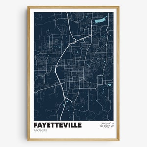 Fayetteville Map Print, Arkansas Wall Art, Fayetteville AR Poster, Graduation Gift