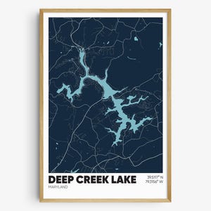 Deep Creek Lake Map Print, Maryland Wall Art, Deep Creek Lake MD Poster