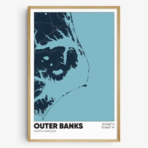 Outer Banks Map Print, North Carolina Wall Art, Outer Banks NC Poster