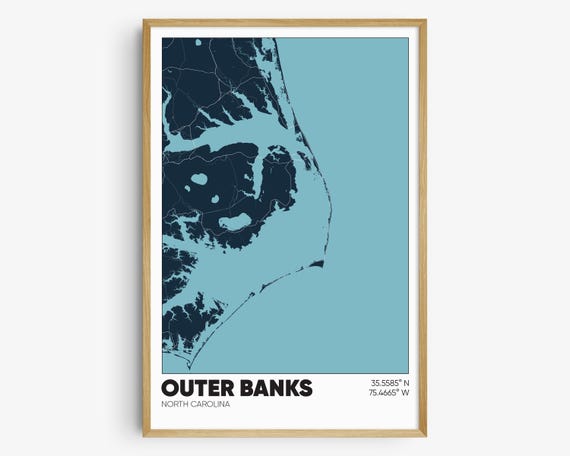 Outer Banks Map Print, North Carolina Wall Art, Outer Banks NC Poster