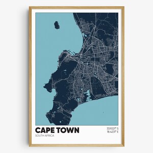 Cape Town Map Print, Cape Town Wall Art, Cape Town South Africa Poster