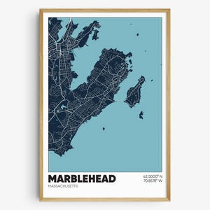 Marblehead Map Print, Massachusetts Wall Art, Marblehead MA Poster