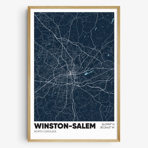 Winston-Salem Map Print, North Carolina Wall Art, Winston-Salem NC Poster